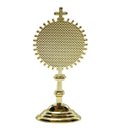 Ver imagem 3 de Ostensório Eucarístico Jhs de Mesa Dourado 6 Cm