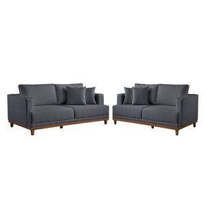 Conjunto Sofás 2 e 3 Lugares Estofados M-175 Veludo Martins Grafite