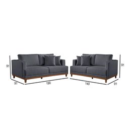Conjunto Sofás 2 e 3 Lugares Estofados M-175 Veludo Martins Grafite - 3