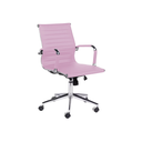 Ver imagem 1 de Cadeira Esteirinha Diretor Rosa em Couro Sintético - Base Giratória Cromada
