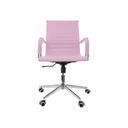 Ver imagem 2 de Cadeira Esteirinha Diretor Rosa em Couro Sintético - Base Giratória Cromada