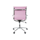 Ver imagem 3 de Cadeira Esteirinha Diretor Rosa em Couro Sintético - Base Giratória Cromada