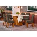 Ver imagem 1 de Conjunto: Mesa Sala Jantar Épic Sc24 Tampo Madeirado C/ Vidro Canto Curvo 160x90cm e 6 Cadeiras