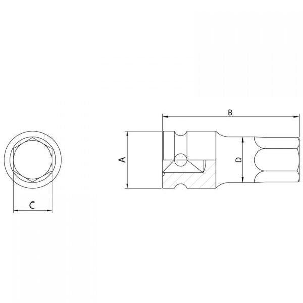 Soquete de Impacto Ponta Hexagonal 14mm Encaixe 1/2" Tramontina Pro - 2