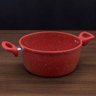 Jogo de Panelas Vermelhas Acabamento Granito  Antiaderente Interno e Externo - 5 Peças com Fundo - 4