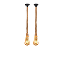 Ver mais imagens de Kit 2 Pendente Lustre Luminária Vintage Corda Sisal 1m Retro Rústico com Lâmpada Led Pera Âmbar
