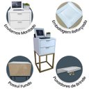 Ver imagem 4 de Kit 2 Mesas Cabeceira Industrial 30cm Branco 2 Gavetas Base Metal Dourado Lateral Cama