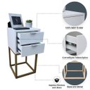 Ver imagem 3 de Kit 2 Mesas Cabeceira Industrial 30cm Branco 2 Gavetas Base Metal Dourado Lateral Cama
