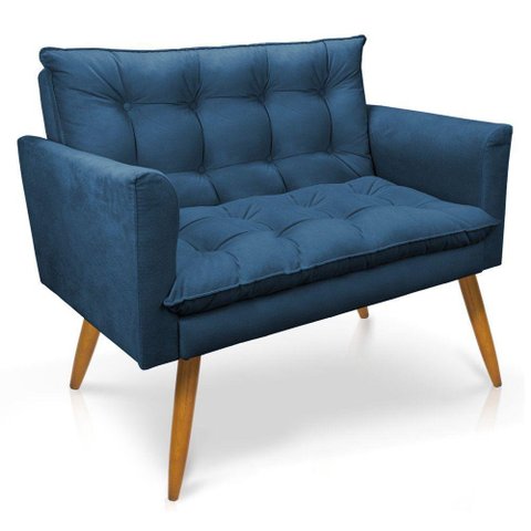 Namoradeira 2 Lugares Olivia Suede Pallazio Azul Marinho