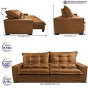 Ver imagem 2 de Sofá de Courino Retrátil e Reclinável 3,15m Cama inBox Bourbon SoftGel D40 Caramelo