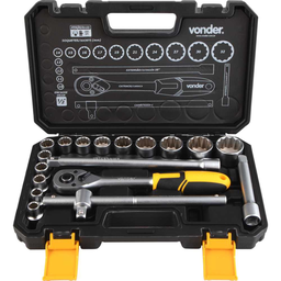 Jogo de Soquetes Estriados Encaixe 1/2" 10 Mm a 32 Mm com 18 Peças Vonder - 3
