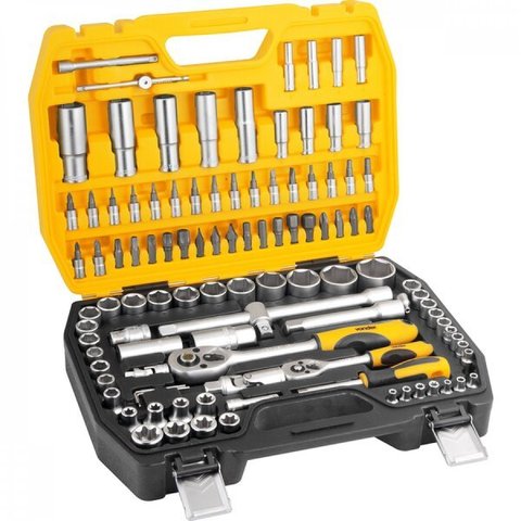 Jogo de soquetes e ponteiras com encaixe de 1/4" e de 1/2" com catraca 108 peças Vonder
