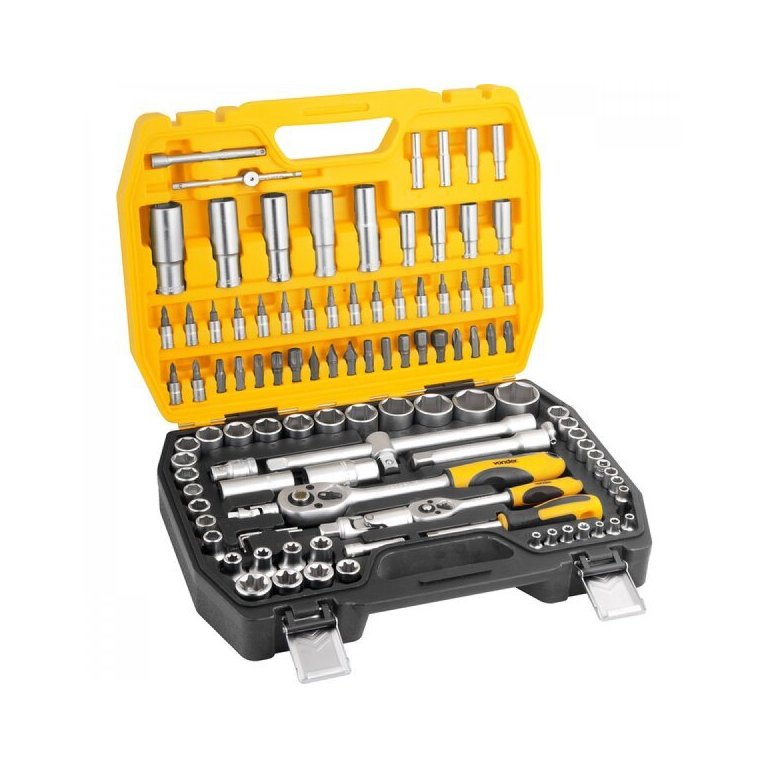 Jogo de soquetes e ponteiras com encaixe de 1/4" e de 1/2" com catraca 108 peças Vonder
