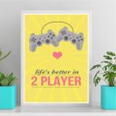 Ver imagem 2 de Quadro Decorativo Casal Gamer 24x18cm - com Vidro:moldura Preta
