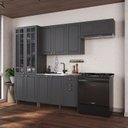 Ver imagem 1 de Cozinha Modulada 4 Peças Cristaleira Balcão sem Tampo 2 Aéreos 100% MDF Bari