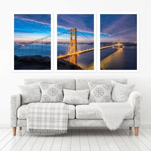 Quadro Decorativo 135x64cm Ponte Golden Gate Quarto Sala