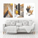 Ver imagem 1 de Quadro Decorativo 135x64cm Abstrato Geométrico Marmores