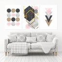 Ver imagem 1 de Quadro Decorativo 135x64cm Abstrato Geométrico Rose Moderno