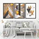 Ver imagem 1 de Quadro Decorativo 135x64cm Abstrato Geométrico Marmores