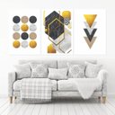 Ver imagem 1 de Quadro Decorativo 135x64cm Abstrato Geométrico Gold Moderno