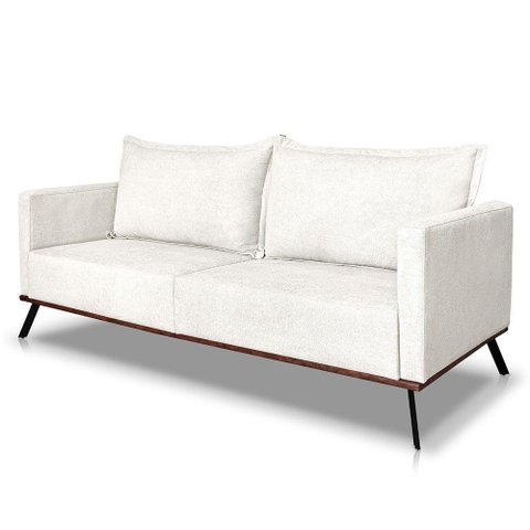 Sofá Living 2 Lugares 1,60m Atlantis Bouclê Pés de Ferro - Pallazio Cor Off White