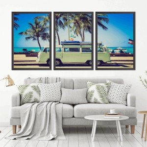 Quadro Decorativo 135x64cm Kombi Praia Sol Quarto Sala