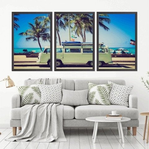 Quadro Decorativo 135x64cm Kombi Praia Sol Quarto Sala