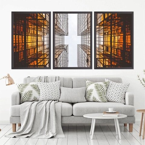 Quadro Decorativo 135x64cm Arquitetura Prédios Quarto Sala