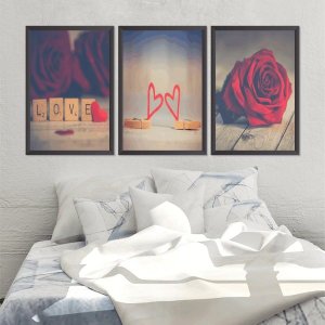 Quadro Decorativo 135x64cm Love Amor Namorados Quarto Sala