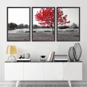 Ver imagem 1 de Quadro Decorativo 135x64cm Árvore Vermelha Quarto Sala