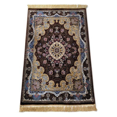 Tapete Persa Royal Marrom 100x150cm Fio Acetinado - Ideal para Quarto e Sala
