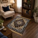 Ver imagem 2 de Tapete Persa Royal Marrom 100x150cm Fio Acetinado - Ideal para Quarto e Sala