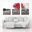 Ver imagem 1 de Quadro Decorativo 135x64cm Árvore Vermelha Quarto Sala
