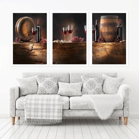 Quadro Decorativo 135x64cm Adega Vinho Bebida Quarto Sala