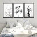 Ver imagem 1 de Quadro Decorativo 135x64cm Galhos Flores Preto E Branco Sala