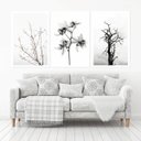 Ver imagem 1 de Quadro Decorativo 135x64cm Galhos Flores Preto E Branco Sala