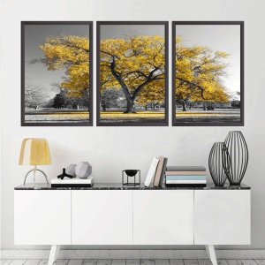 Quadro Decorativo 135x64cm Árvore De Ipê Amarelo Quarto Sala