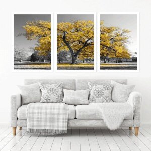 Quadro Decorativo 135x64cm Árvore De Ipê Amarelo Quarto Sala