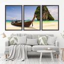 Ver imagem 1 de Quadro Decorativo 135x64cm Barco Praia Tailândia Quarto Sala