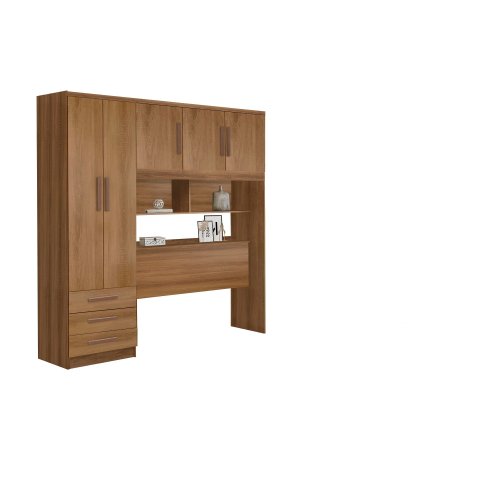 Roupeiro Armário De Casal Com 5 Portas 3 Gavetas Espaço para cama 138cm  - Móveis Leartam