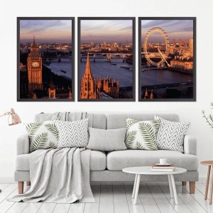 Quadro Decorativo 135x64cm London Eye Big Ban Londres Sala