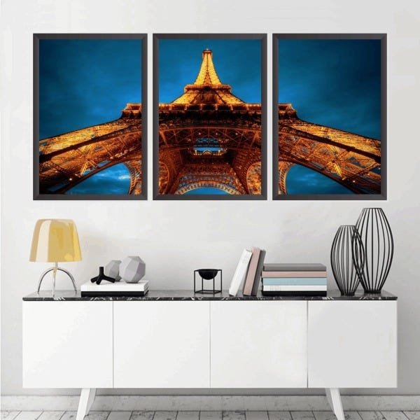 Quadro Decorativo 135x64cm Torre Eiffel Paris Quarto Sala