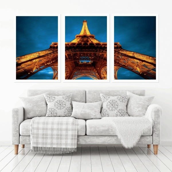 Quadro Decorativo 135x64cm Torre Eiffel Paris Quarto Sala - 1
