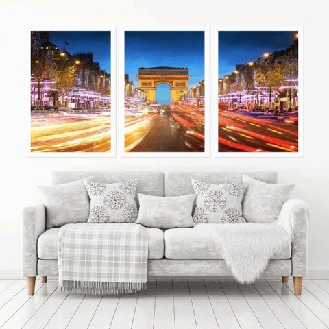 Quadro Decorativo 135x64cm Arco Do Triunfo Paris Quarto Sala
