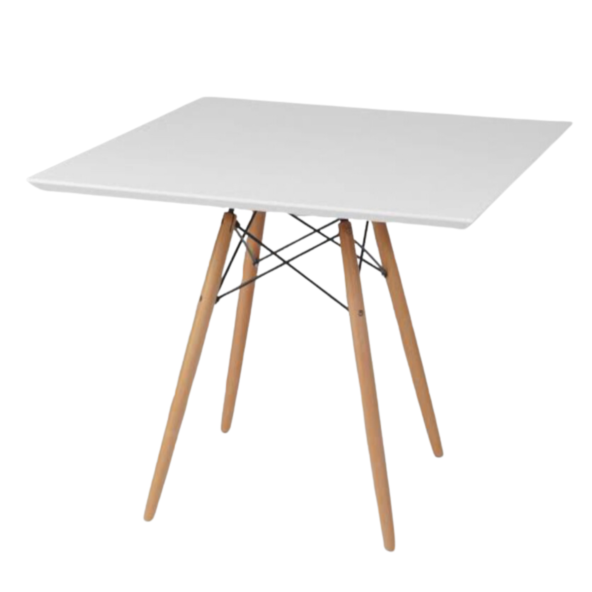 Mesa Eiffel Wood Tampo Quadrado de Madeira 80cm Branca