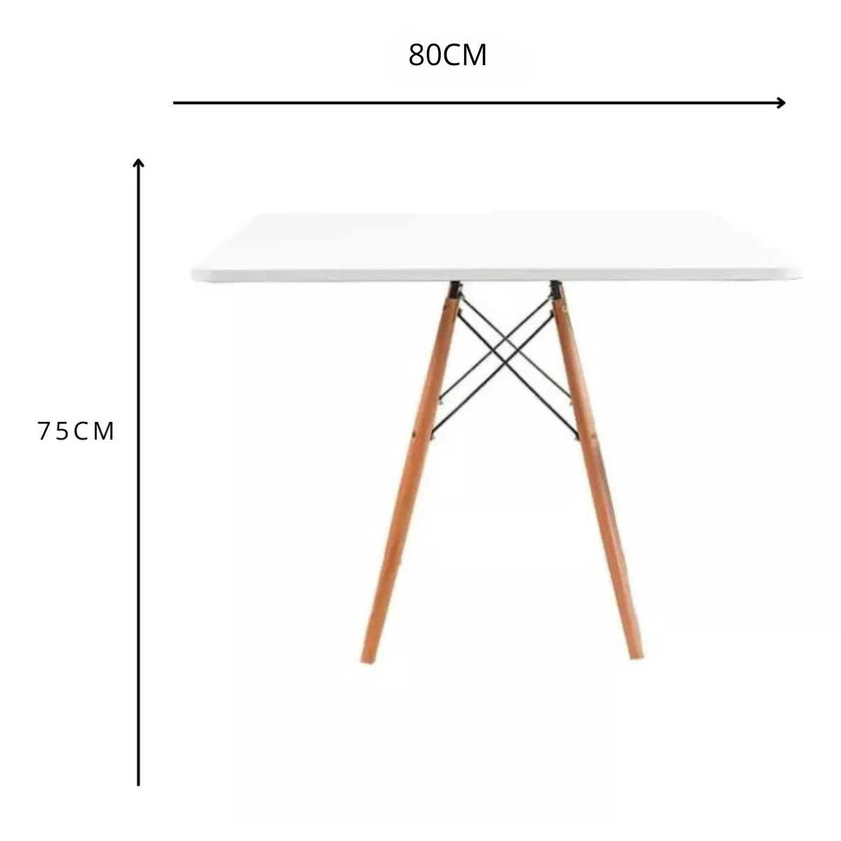 Mesa Eiffel Wood Tampo Quadrado de Madeira 80cm Branca - 7