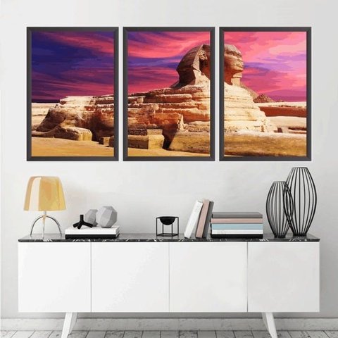 Quadro Decorativo 135x64cm Esfinge Egito Quarto Sala