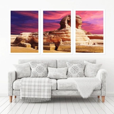 Quadro Decorativo 135x64cm Esfinge Egito Quarto Sala