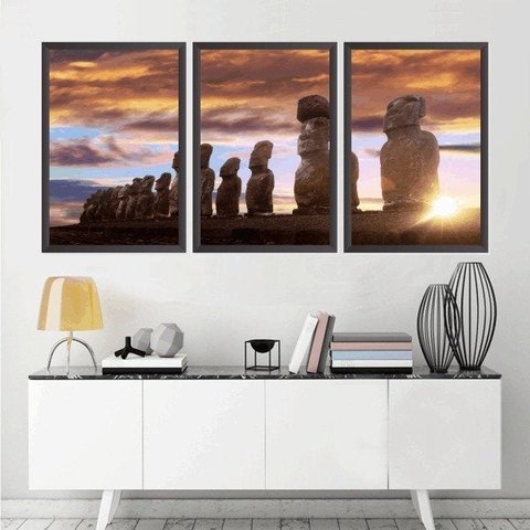 Quadro Decorativo 135x64cm Ilha De Pascoa Chile Quarto Sala