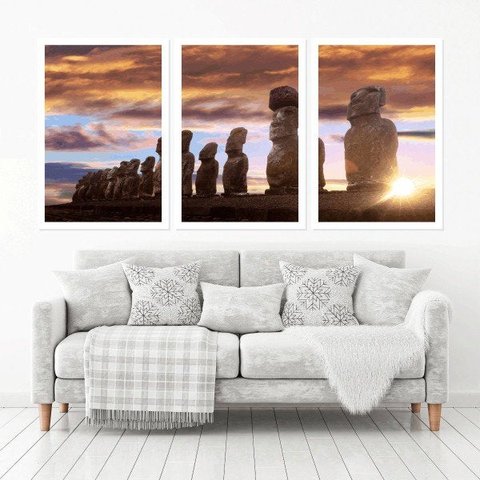 Quadro Decorativo 135x64cm Ilha De Pascoa Chile Quarto Sala